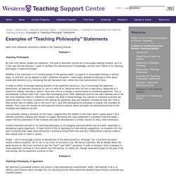 Examples of "Teaching Philosophy" Statements