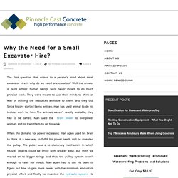 Why the Need for a Small Excavator Hire?