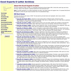 Excel Experts E-Letter Archives