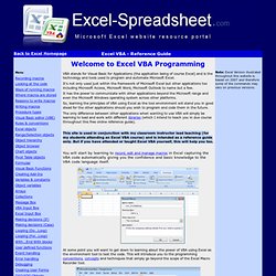 Excel VBA - Free online reference guide