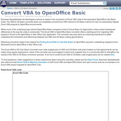 Excel VBA to OpenOffice Basic Converter