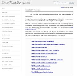 Excel VBA Tutorial