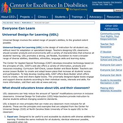 Universal Design for Learning (UDL) - Everyone Can Learn - Center for Excellence in Disabilities