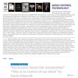 *EXCELLENT READ FOR AWAKENING* “Who is in Control of our Mind” by Karin Pekarcik – MIND CONTROL TECHNOLOGY