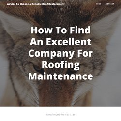 How To Find An Excellent Company For Roofing Maintenance