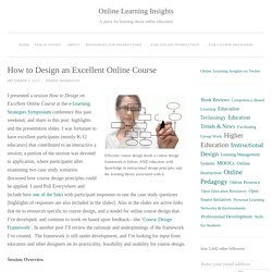 How to Design an Excellent Online Course