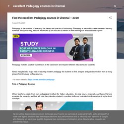 Find the excellent Pedagogy courses in Chennai – 2020