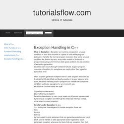 Exception Handling in C++