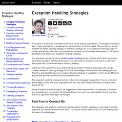 Exception Handling Strategies