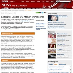 Excerpts: Leaked US Afghan war records