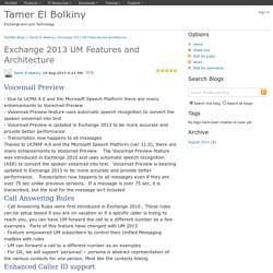 Exchange 2013 UM Features and Architecture - Tamer El Bolkiny