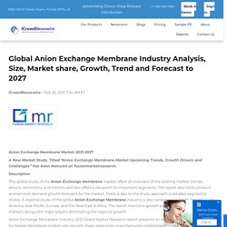 Global Anion Exchange Membrane Industry Analysis, Size, Market share, Growth, Trend and Forecast to 2027