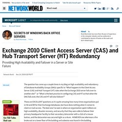Exchange 2010 Client Access Server (CAS) and Hub Transport Server (HT) Redundancy