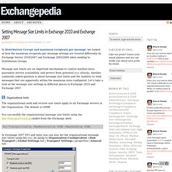Setting Message Size Limits in Exchange 2010 and Exchange 2007