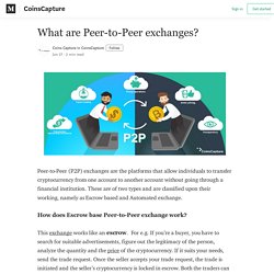 What are Peer-to-Peer exchanges? - CoinsCapture - Medium