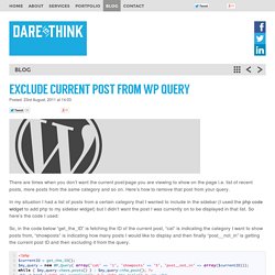 Exclude current post from WP Query