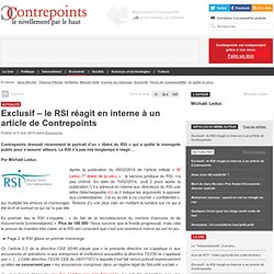 Exclusif – le RSI réagit en interne à un article de Contrepoints