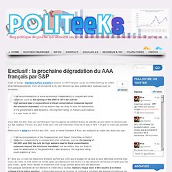 Exclusif : la prochaine dégradation du AAA français par S&P