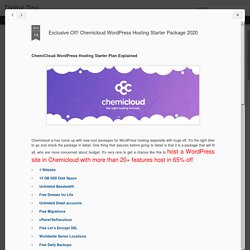 Exclusive Off! Chemicloud WordPress Hosting Starter Package 2020