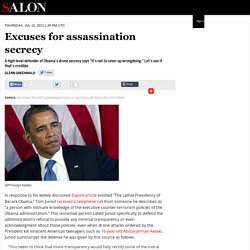 Excuses for assassination secrecy