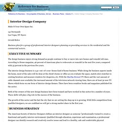 Interior Design Company Business Plan - Executive summary, Business strategy, Organization, Services, Market analysis