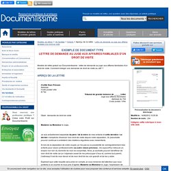 Exemple gratuit de Lettre demande juge affaires familiales un droit visite