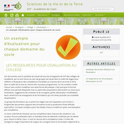 Un exemple d'évaluation pour chaque domaine du socle - Sciences de la Vie et de la Terre