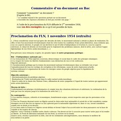 La proclamation du FLN