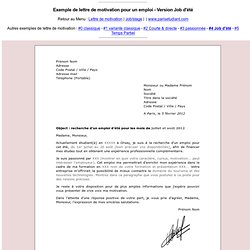 Lettre De Motivation Job étudiant Quick  Job Application Cover Letter