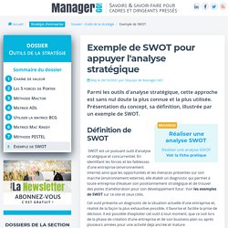 Exemples de SWOT pour appuyer l'analyse stratégique