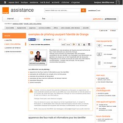 Exemples de phishing usurpant l'identité de Orange - Assistance