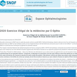 2020 Exercice illégal de la médecine par E-Ophta