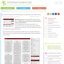 Exercices de mathématiques à imprimer