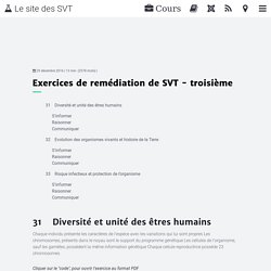 Exercices de remédiation de SVT - troisième · Le site des SVT