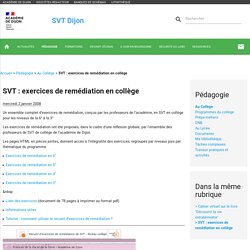 SVT : exercices de remédiation en collège - SVT Dijon