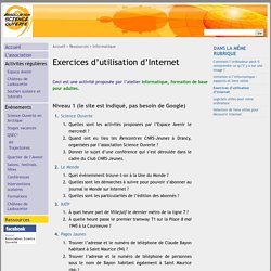 Exercices d'utilisation d'Internet - Association Science Ouverte