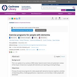 Exercise programs for people with dementia - Forbes - 2013 - The Cochrane Library - Wiley Online Library