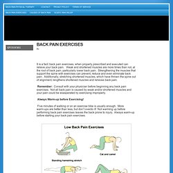 Back Pain Physical Therapy