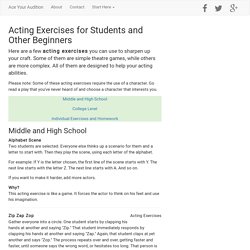 Acting Exercises: For High School Students and Beginners