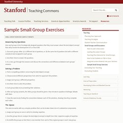 Sample Small Group Exercises