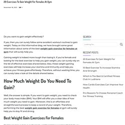 20 Exercises To Gain Weight For Females At Gym