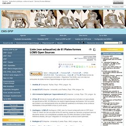 Liste (non exhaustive) de 61 Plates-formes LCMS Open Sources