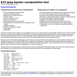 Exif Jpeg header parser and thumbnail remover