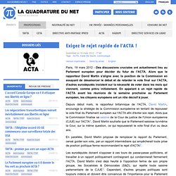 Exigez le rejet rapide de l'ACTA !