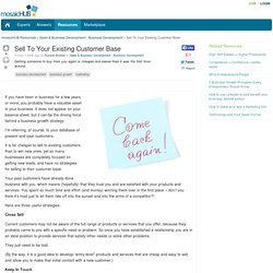 Sell To Your Existing Customer Base