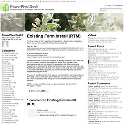 Existing Farm Install (RTM) « PowerPivotGeek