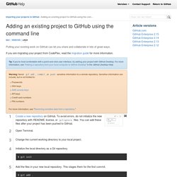 Adding an existing project to GitHub using the command line