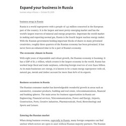 Expand your business in Russia