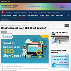 What to Expect in an SEO Short Course? – Web Online Studio