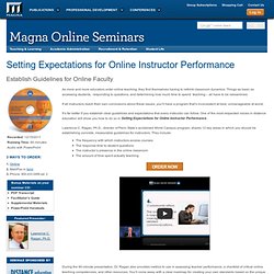 Setting Expectations for Online Instructor Performance